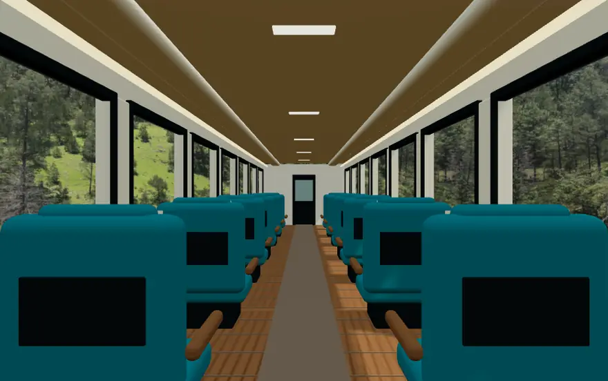 Interior del vagón de clase Turista